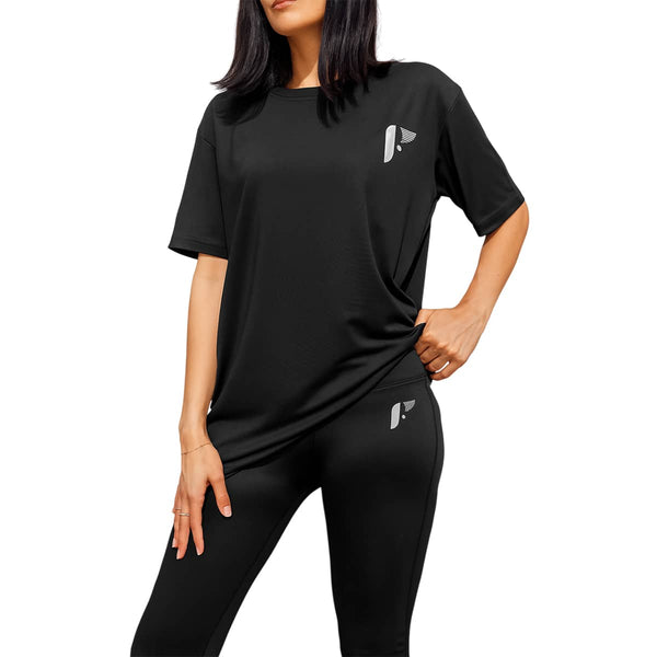 تيشيرت رياضي حريمي  نصف كم أسود