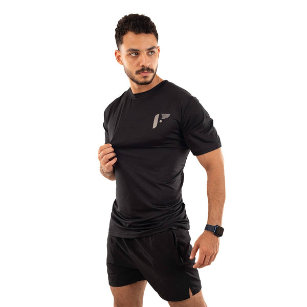 تيشيرت رياضي رجالي نصف كم أسود