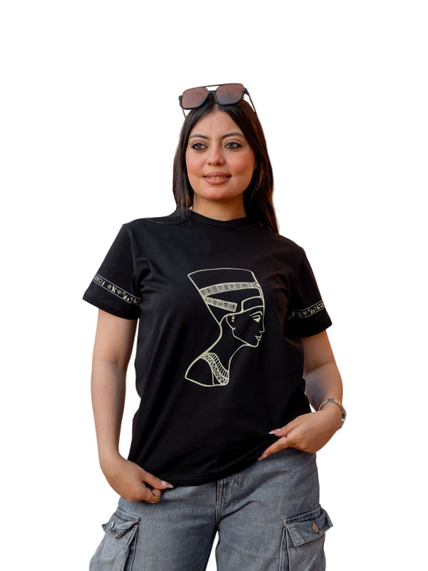 تيشيرت هيروغليفي رسمة نيفرتيتي حريمي
