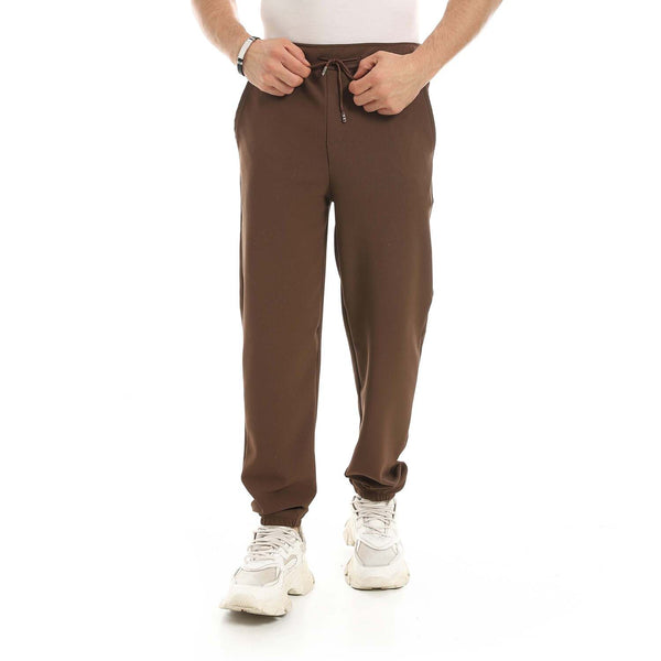 Men's brown knitted joggers – comfortable cotton material