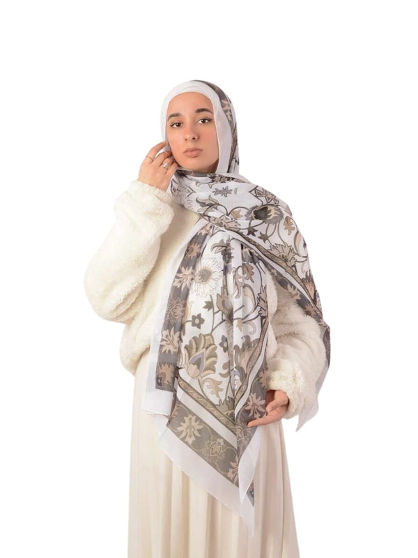 ايشارب قطن بيج بنقشة رمادي