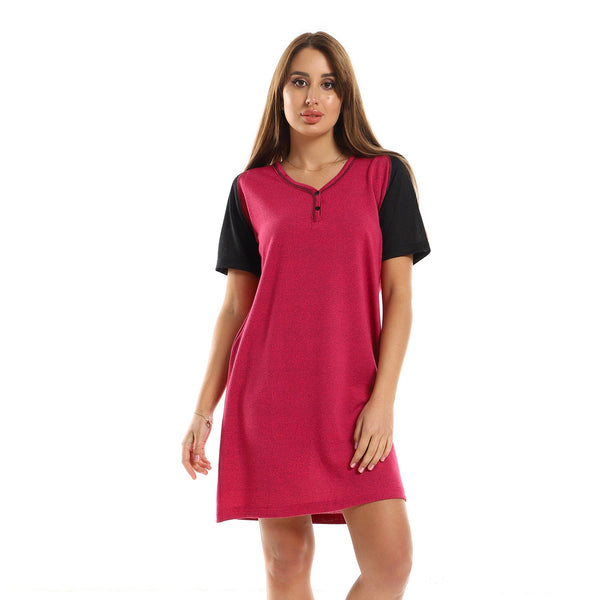 Cady women's nightgown with button design and short sleeves