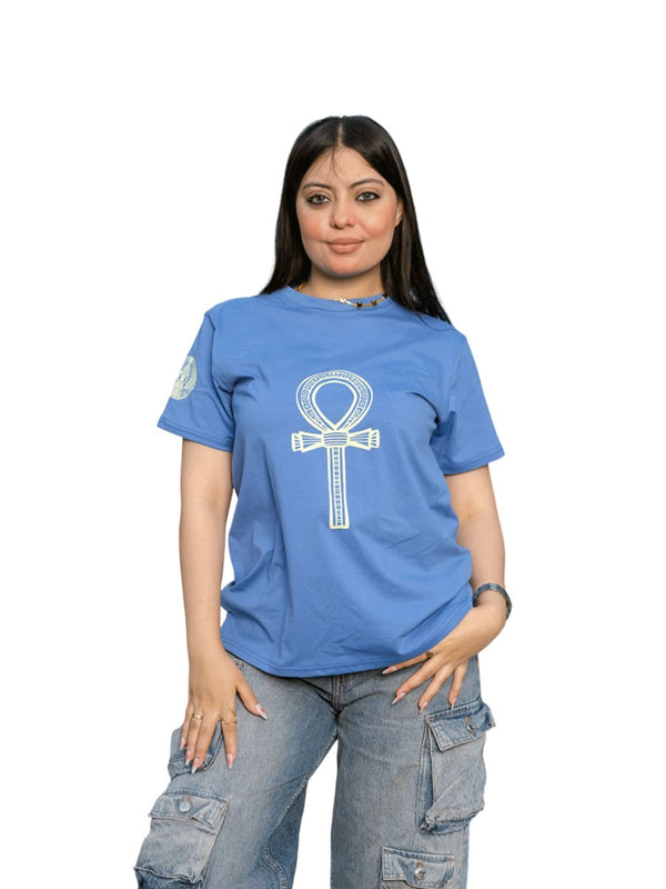 تيشيرت هيروغليفي رسمة مفتاح الحياه حريمي