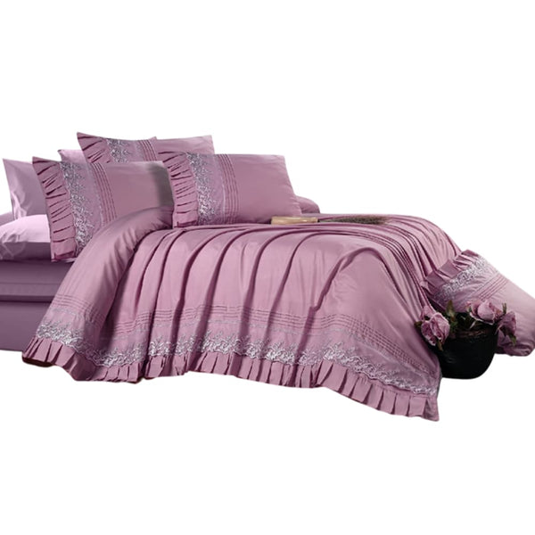 طقم ملاية سرير 4 قطع موف وردي