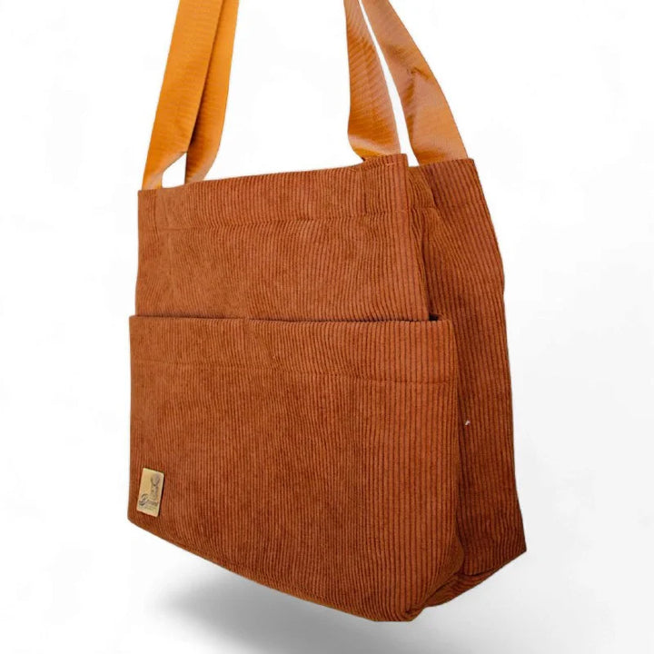 شنطة يد  باج حريمي قطيفة مضلعة بمقابض مزدوجة – شنطة كاجوال أنيقة بجيوب داخلية أنيقة من الجلد الطبيعي – متعددة الاستخدام بيد ثابتة.