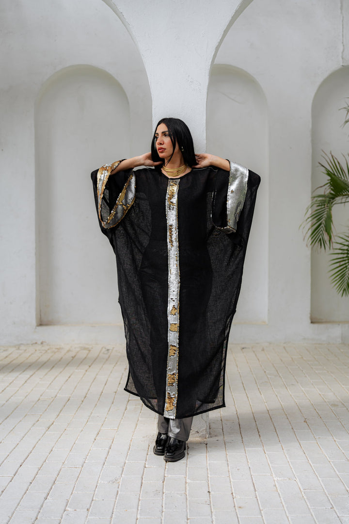 قفطان مودا أسود تصميم عصري أنيق للمناسابات