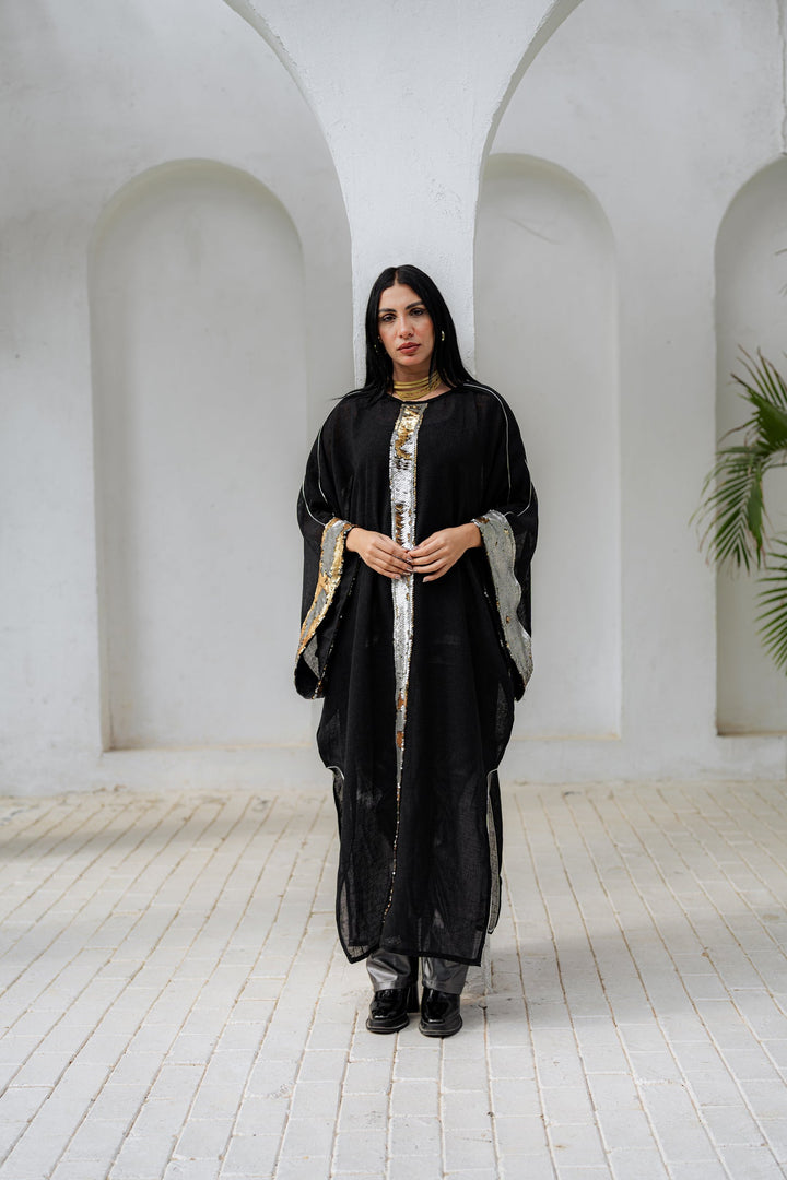 قفطان مودا أسود تصميم عصري أنيق للمناسابات