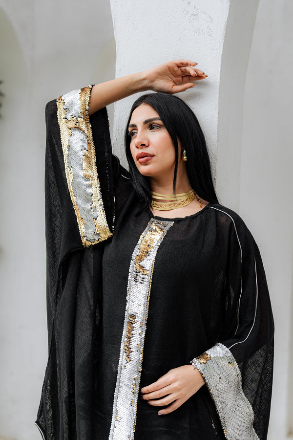 قفطان مودا أسود تصميم عصري أنيق للمناسابات