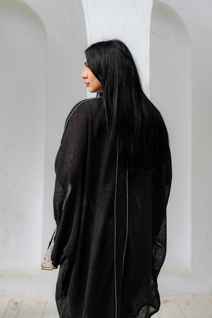 قفطان مودا أسود تصميم عصري أنيق للمناسابات