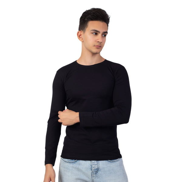 Men's Basic Long Sleeve Cotton Lycra Undershirt