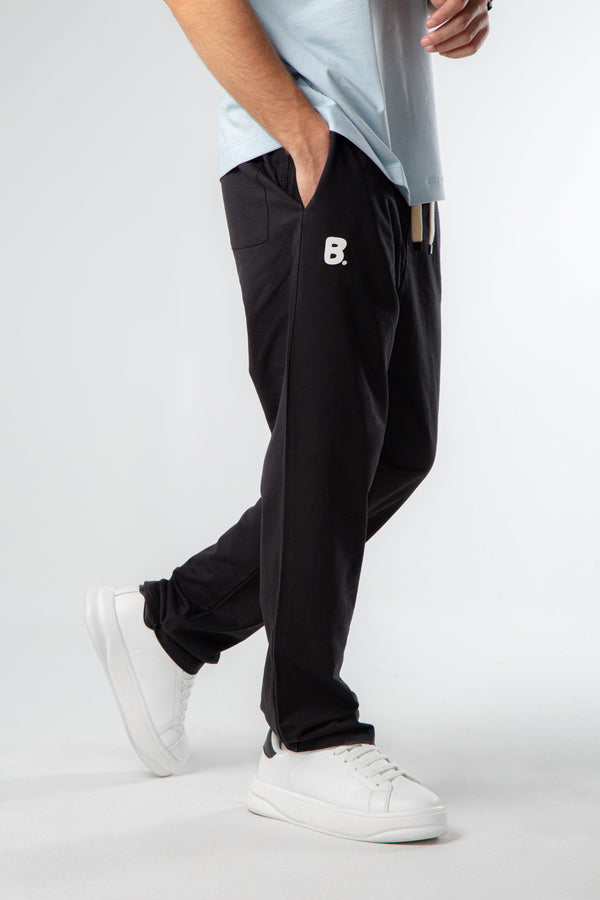 REGULAR FIT JOGGER WAIST PANTS – Black.