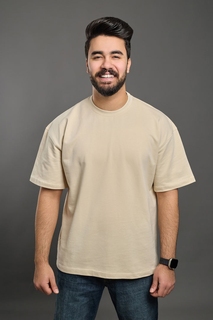 Ivory Beig Oversized T-Shirt.