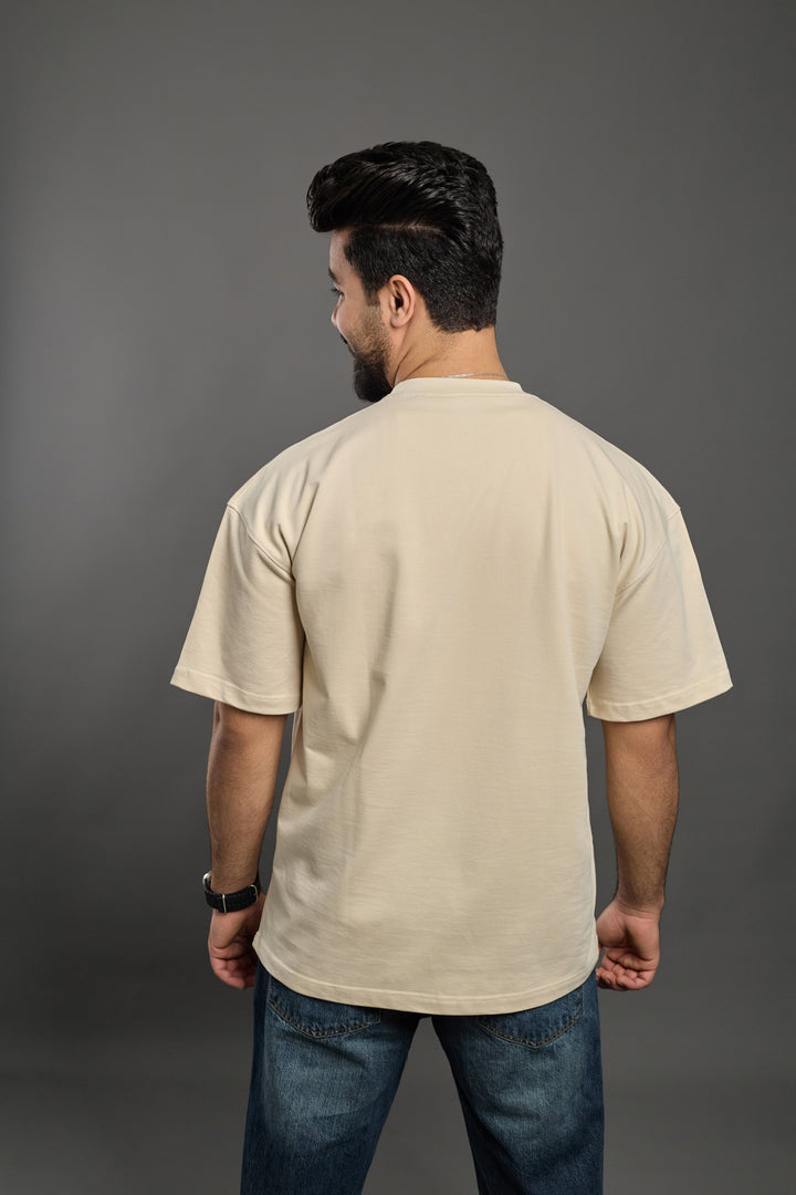Ivory Beig Oversized T-Shirt.