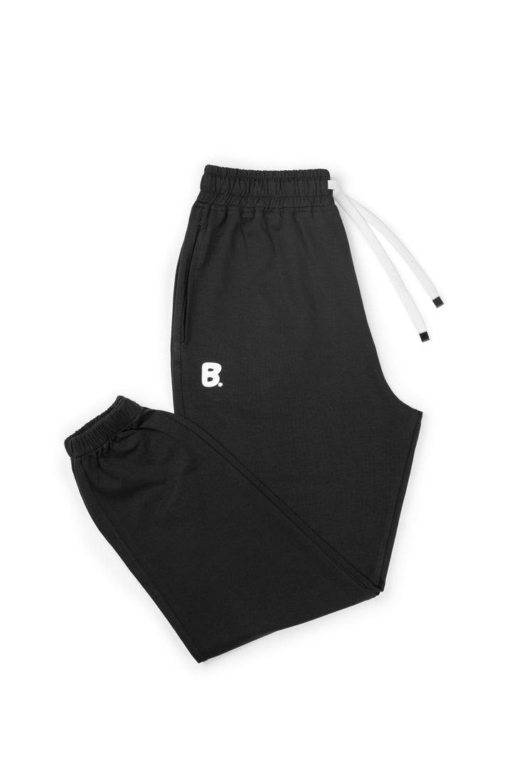 WASHED JOGGER WAIST PANTS - Black.