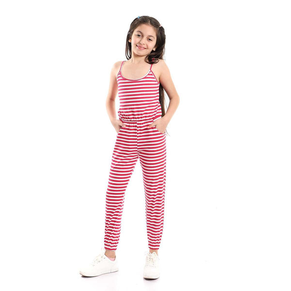 Cady girls' jumpsuit with thin sleeves and elastic waist