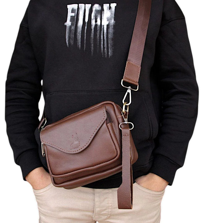 شنطة يد وكروس جلد طبيعي