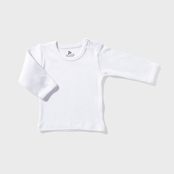 Long-sleeved cotton top for newborns in white