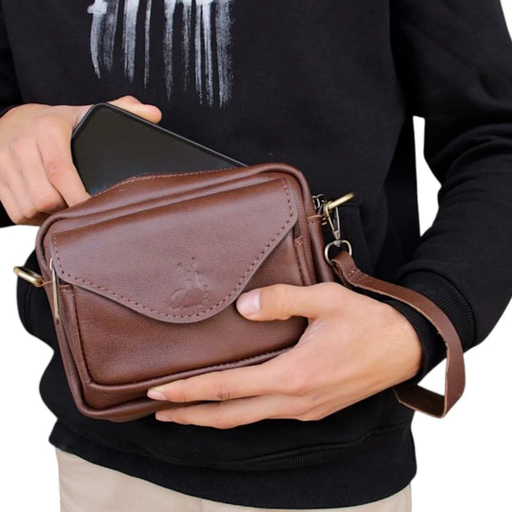 شنطة يد وكروس جلد طبيعي