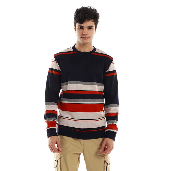 Men's striped crew neck sweatshirt