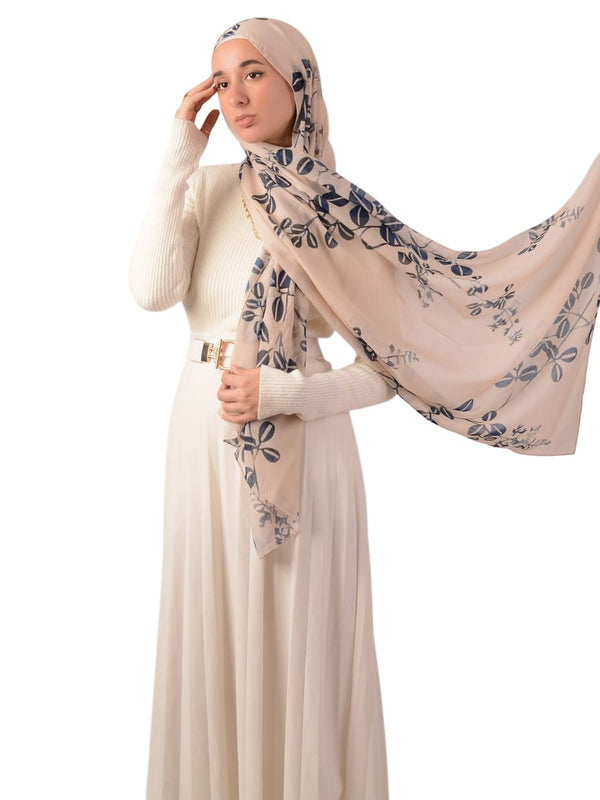 ايشارب قطن بيج بنقوش زرقاء