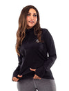 Women's sports t-shirt with zipper and long sleeves, black and white
