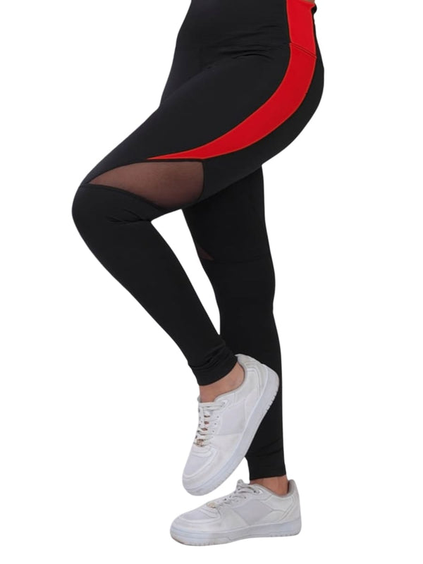 ليجن رياضي حريمي أسود في أحمر