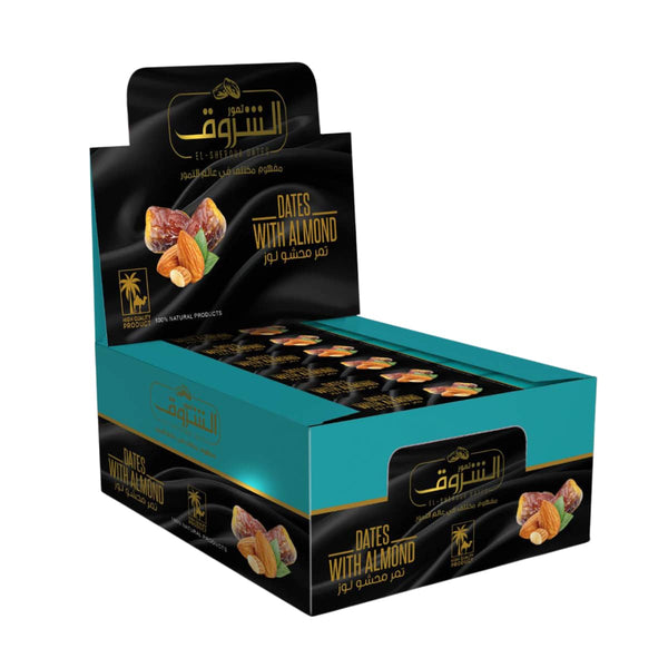 باكت تمر محشو لوز العبوه 3 تمرات ( 18 عبوة)