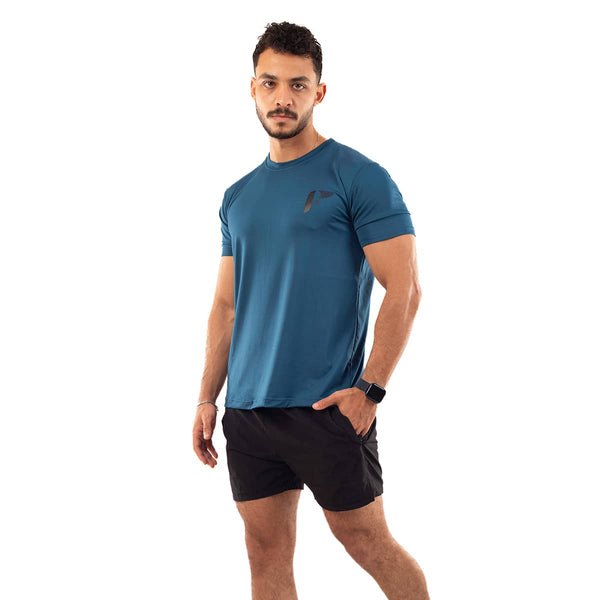 تيشيرت رياضي رجالي نصف كم أزرق