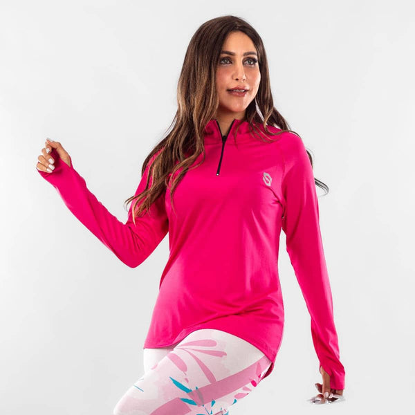 تيشيرت رياضي حريمي بكم فوشيا