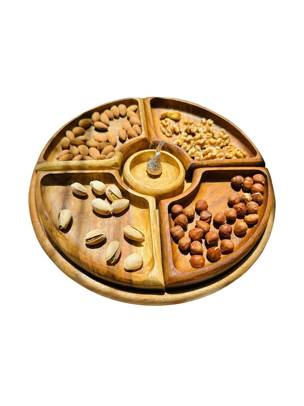 طبق تسالي خشبي