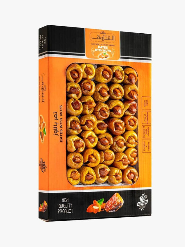علبه كرتون تمر محشو لوز 400 جرام
