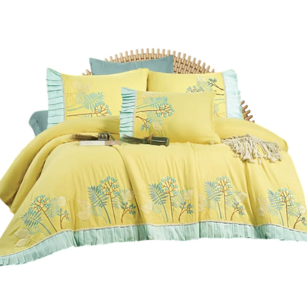 طقم ملاية سرير 4 قطع أصفر