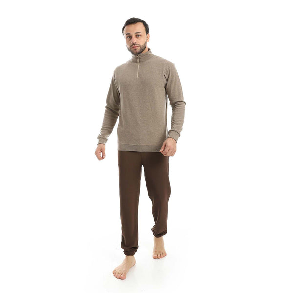 Falafel half-zip pajamas with comfortable knit pants