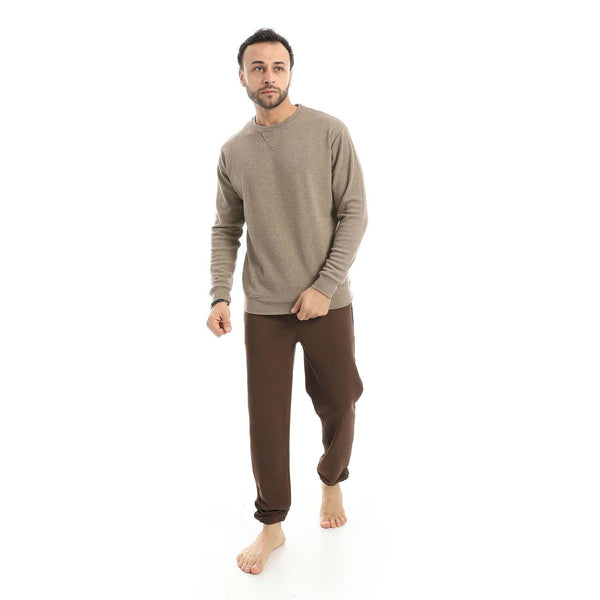 Falafel-themed round-neck pajamas with plain pants