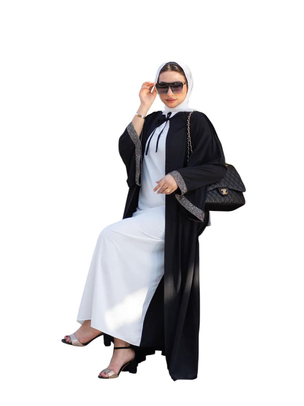 عباية سوداء بيزك دبل فيس