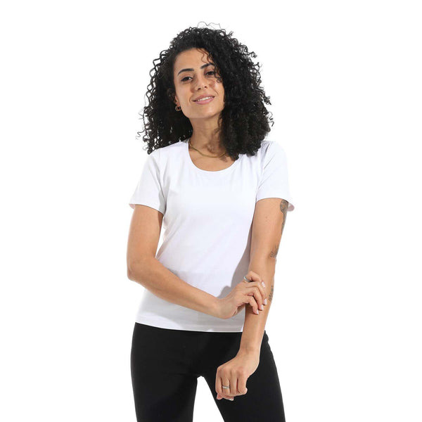 بلوزة نسائية سينجل ليكرا بنصف كم ورقبة واسعة