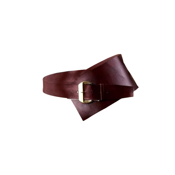 حزام جلد أحمر غامق