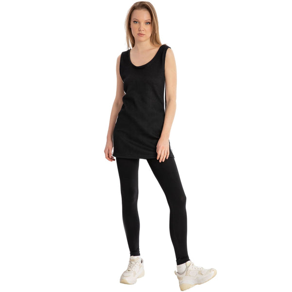 Women's short sleeveless dress with two side stripes