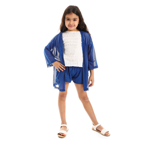 Open caddy cardigan with shorts for girls