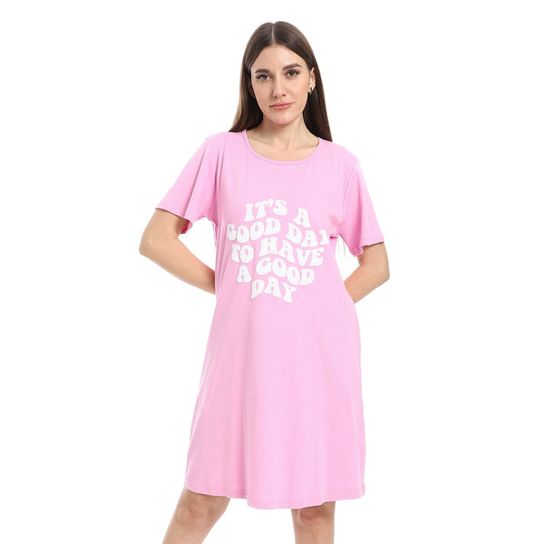 Women's distinctive short-sleeved nightgown, 100% cotton
