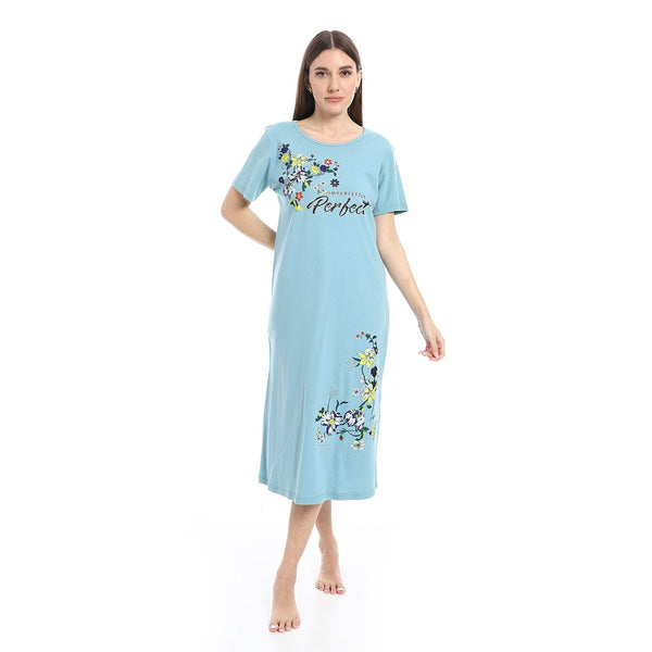 Comfortable long women's nightgown with short sleeves