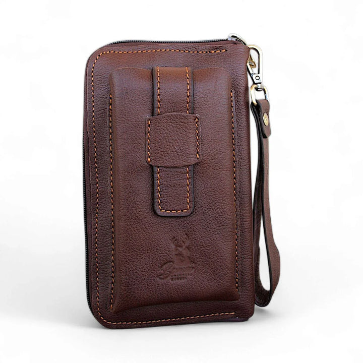 شنطة يد رجالي أنيقة من الجلد الطبيعي – متعددة الاستخدام بيد ثابتة وقابلة للإزالة.