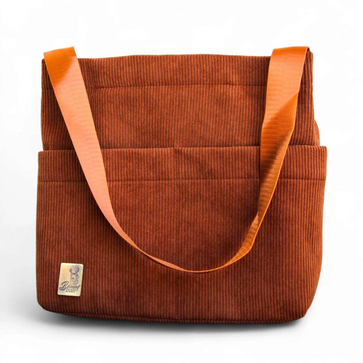 شنطة يد  باج حريمي قطيفة مضلعة بمقابض مزدوجة – شنطة كاجوال أنيقة بجيوب داخلية أنيقة من الجلد الطبيعي – متعددة الاستخدام بيد ثابتة.