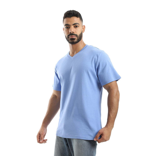 Men's plain t-shirt with half sleeves and a V-neck