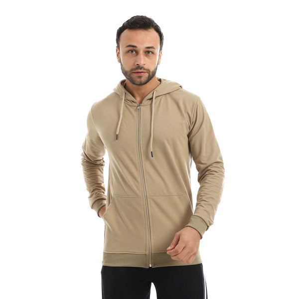 سويت شيرت رجالي بسحاب وغطاء رأس بخامة قطن مريحة