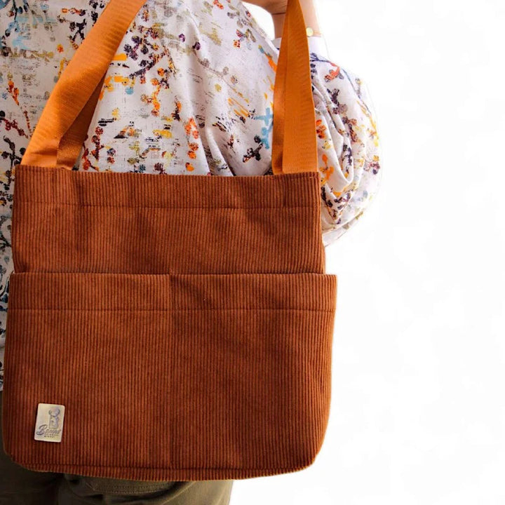 شنطة يد  باج حريمي قطيفة مضلعة بمقابض مزدوجة – شنطة كاجوال أنيقة بجيوب داخلية أنيقة من الجلد الطبيعي – متعددة الاستخدام بيد ثابتة.