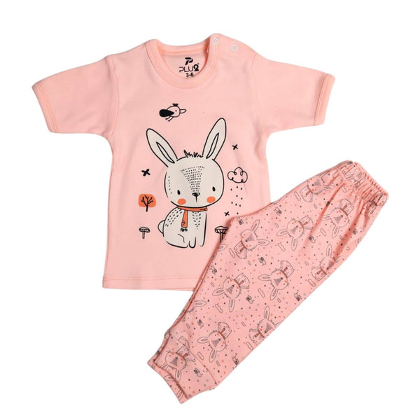 Newborn pink half-sleeve cotton multi-print set