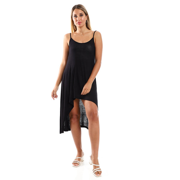 Women's dress with thin sleeves and a wide round neckline