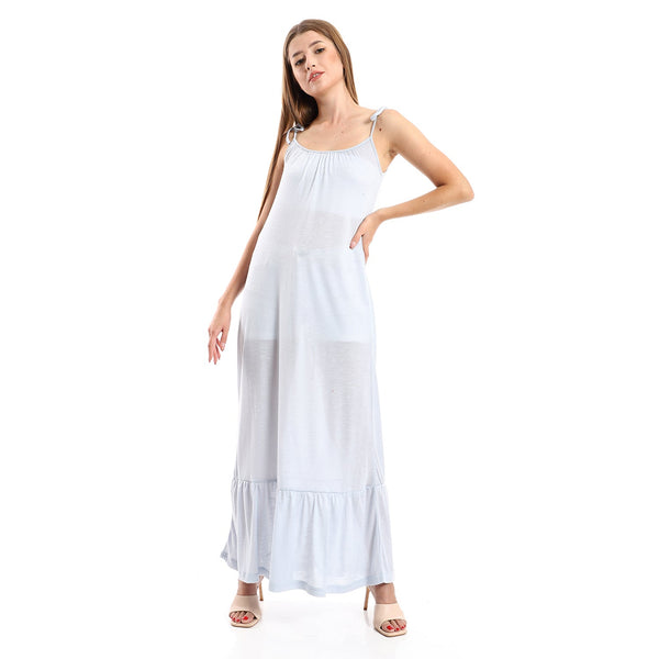 Women's casual knit dress with a wide round neck