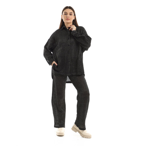 Women's set: button-up shirt and comfortable elastic pants